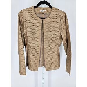 Yvonne Marie Women's Gold Leather Long Sleeve Open Front Jacket Size M
